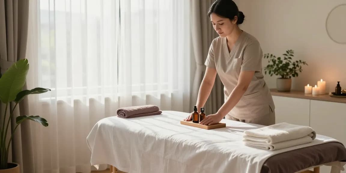 Experience premium 구로출장안마 services in a serene home massage setup.
