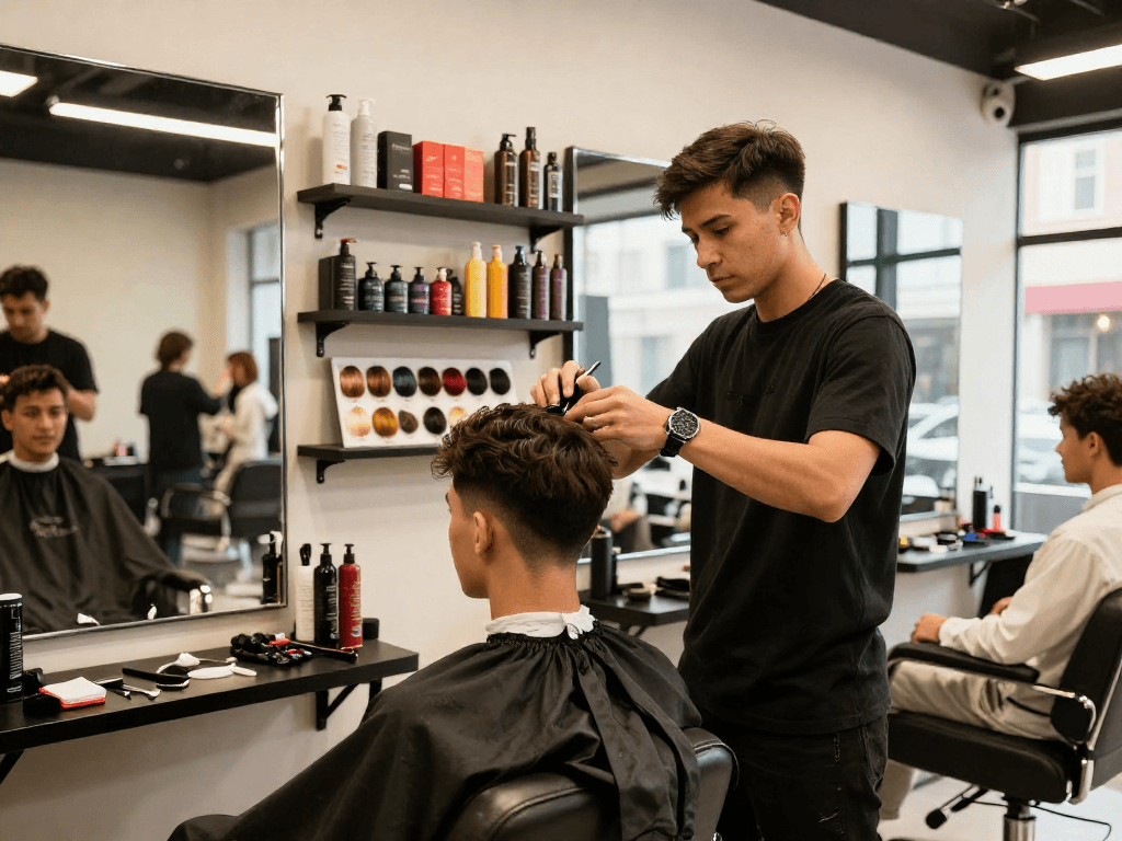 Stylish haircut at ROKOK88 barber shop showcasing modern grooming trends and exceptional service.