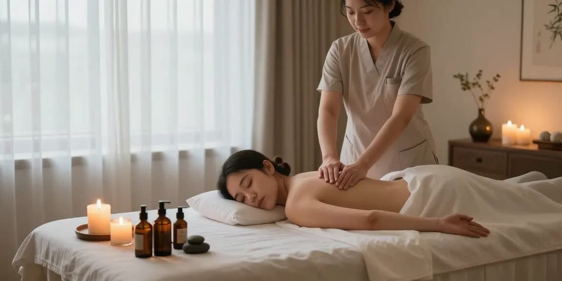Relaxing 서울출장마사지 therapy session with a professional therapist creating a serene atmosphere.